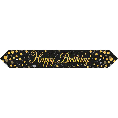 Alpen Foil Banner Happy Birthday Sparkling Fizz 2.7m Black And Gold