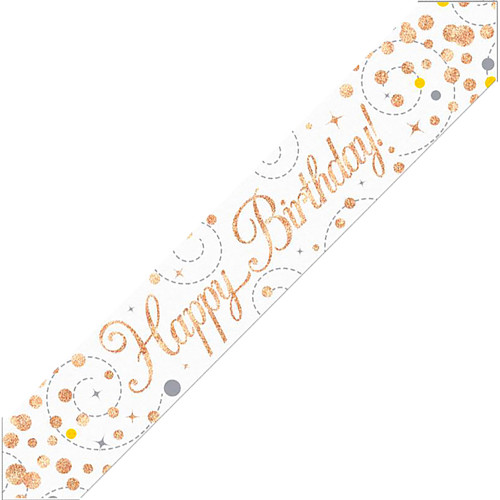 Alpen Foil Banner Happy Birthday Sparkling Fizz 2.7m Rose Gold