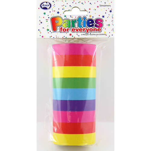 Alpen Occasions Boat Streamers 14mm x 12.6m Rainbow Assorted Colours Pack Of 9