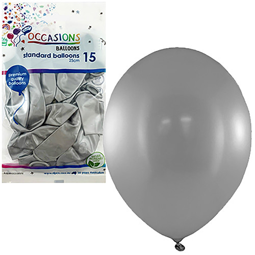 Alpen Occasions Standard Balloons 25cm Silver Pack Of 15
