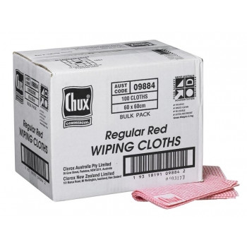CHUX WIPING CLOTH 60cm x 60cm Red Ctn100