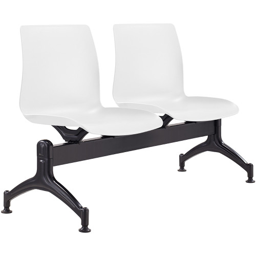 Pod 2 User Beam Seater Black Metal Frame And White Plastic Seat