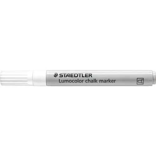 Staedtler 344 Lumocolor Chalk Marker 2.4mm Bullet Tip - White, Box of 10