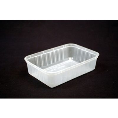 Disposable Ribbed Rectangular Container 750ml Natural 125mm (W) x 184mm (L) x 48mm (H) - Box of 500 (Lids Sold Separately)