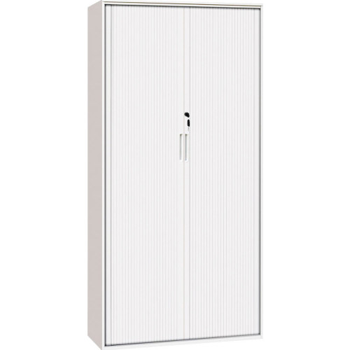 Sylex Order Tambour Cupboard Includes 4 Shelves 900W x 520D x 1980mmH White