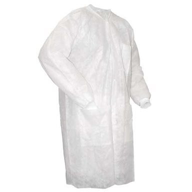 Disposable Lab Coats Non Woven PP Double Stitched Large 120 cm x 125 cm Carton of 100 White SR3212