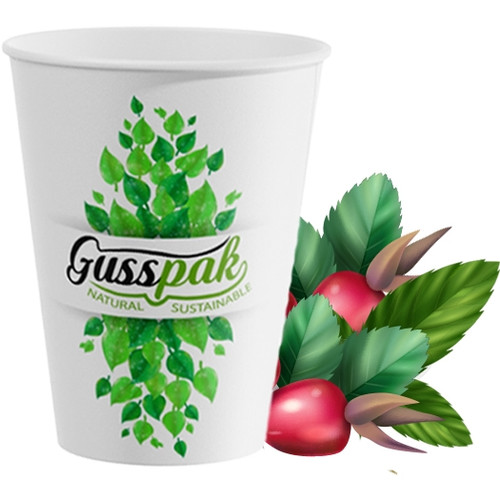 Gusspak 8oz (225ml) Single Wall Coffee White Paper Premium Cups Box Of 1000