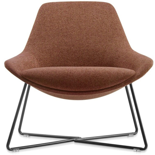 Lutie Cross Base Breakout Lounge Chair – Rust 755mm W x 730mm D x 760mm H Upholstered In OTE Fabrics – Lena – 500 (Rust) Solid Steel Loop Rod Cross Base Finished In Black P/C