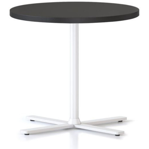 Kolo Side & Coffee Table-500DIAM X 587H 25MM Black Table Top,White Satin P/C Base