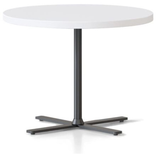 Kolo Side & Coffee Table,600DIAM X 457H 25MM Natural White Table Top,Black P/C Base