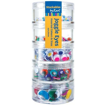 Joggle Eyes Stackable Assorted Colours and Sizes, Pack of 450