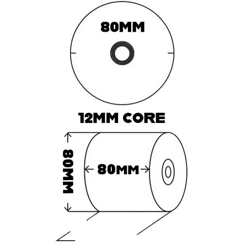 24 80mm x 80mm Gusspak Thermal Paper Rolls with a 12mm Core, FSC Certified.