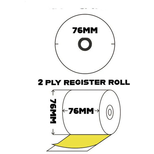 GUSSPAK FSC CASH REGISTER ROLLS 76MM X 76MM 2PLY Carton of 50 Rolls