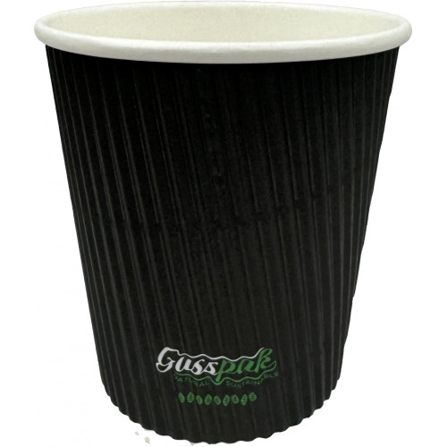 Gusspak 12oz (355ml) Double Wall Black Ripple Premium Hot/Cold Cup Sleeve Of 25