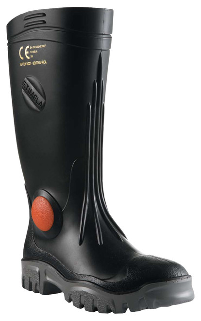 Stimela 'Superintendant' Black Gumboot With Safety Toe & Midsole - Size 9 Pair