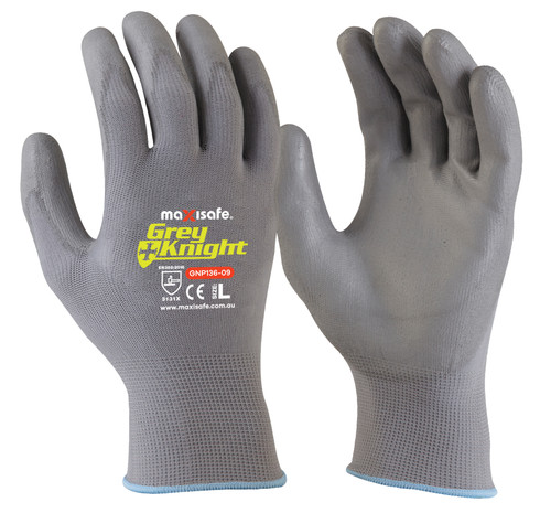 Grey Knight Pu Coated Nylon Glove, 2XL Pair