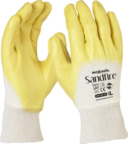 Sandfire Yellow Nitrile 3/4 Dipped Glove, Medium Pair