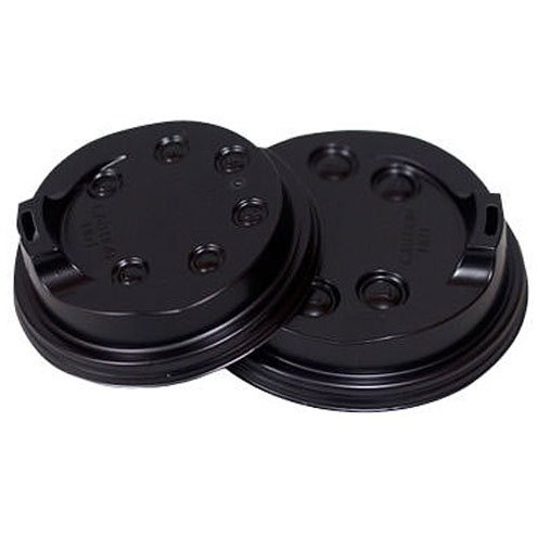 PARTYWARE BLACK PLASTIC COFFEE CUP LIDS 12OZ/16OZ 350ml/480ml (90mm) TO FIT GP-CUP12R CTN1000