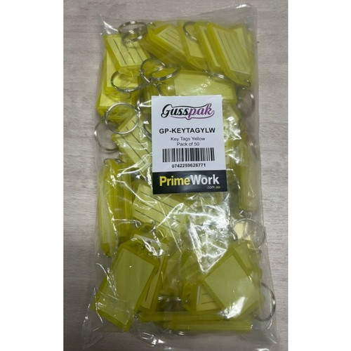 Gusspak Key Tags Yellow Pack of 50