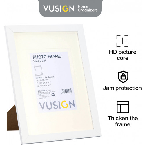 VuSign Certificate & Photo Frame Wall Mountable White Fits A4 Size Certificates and 6" x 8" / 5" x 7" Photos