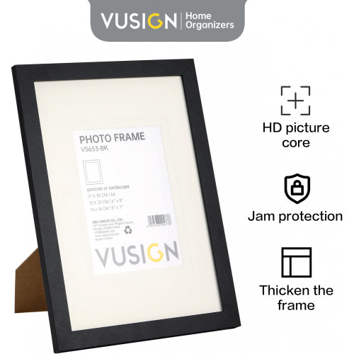 VuSign Certificate & Photo Frame Wall Mountable Black Fits A4 Size Certificates and 6" x 8" / 5" x 7" Photos