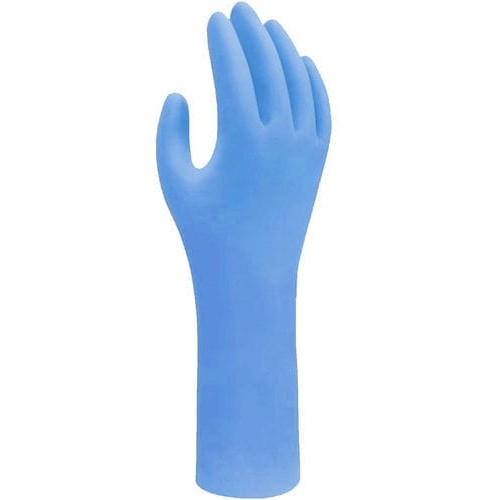 SHOWA 7545 Biodegradable Nitrile Gloves with Eco Best Technology (EBT), Latex-Free and Chemical Resistant, Size Small (6-7), Blue - Box of 100
