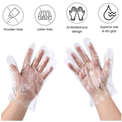 Clear LDPE Food Care Disposable Gloves Ladies Pack of 500