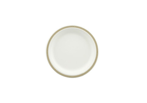 230mm Earth Sugar Cane Plate Printed Rim Gold/Silver, Pack of 10