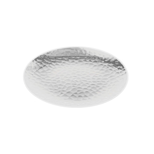 180mm Heavy Duty Clear Dimple Plate with Silver Rim, Pack of 10