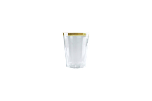 250ml Clear Hard Plastic Tumbler With Gold Rim, Pack of 6