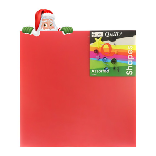Quill Shapes Matte Squares 254mm Double Sided 80gsm Assorted Xmas Colours, Pack of 100