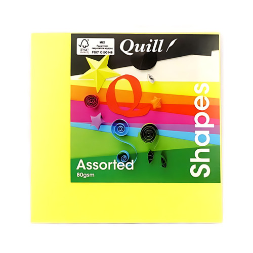 Quill Shapes Square 127mm 80gsm Fluoro Assorted, Pack of 100