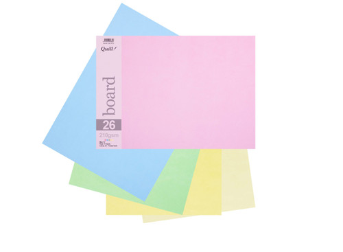 Quill Coloured Board 210gsm A3 - Pastel Assorted, Pack of 15 (95335)