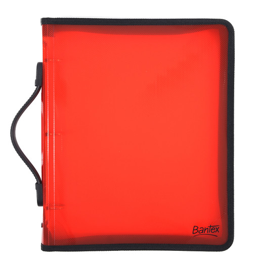 Bantex Translucent ZiPPer Binder PP A4 3-O Ring 25mm - Red