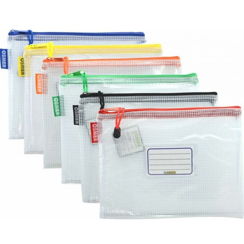 Clear Mesh Pencil Case - A5 - 26 X 20cm - Assorted Colours Zip