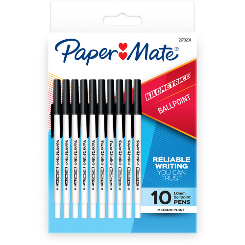 Papermate Kilometrico Ballpoint Pen Medium Black 1.0mm Pack of 10