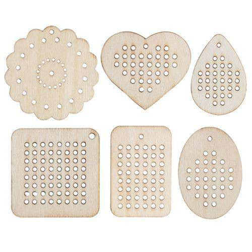 Wooden Threading Shapes Assorted Pack of 30