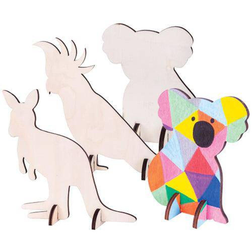 Wooden Standing Australian Animals Pack of 9