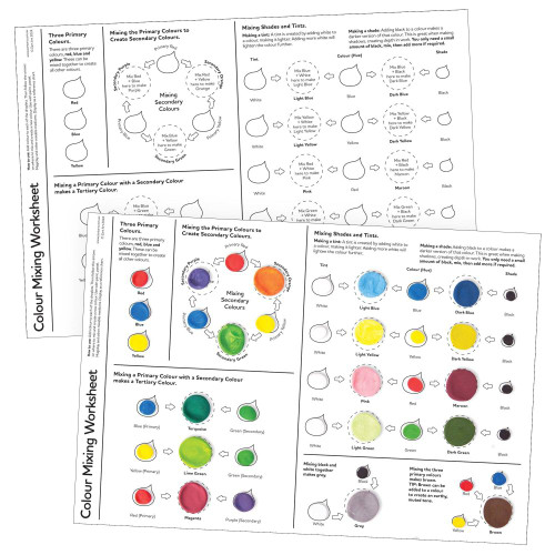 Colour Mixing Worksheet Pack of 10