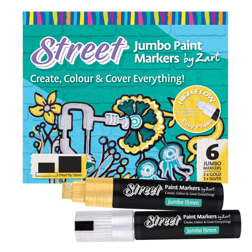 Street Paint Marker 15mm Gold Silver Box of 6