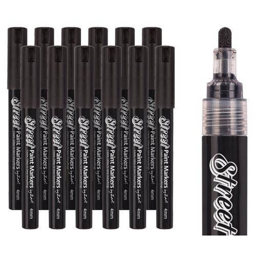 Street Paint Markers by Zart Pack of 12 - Black