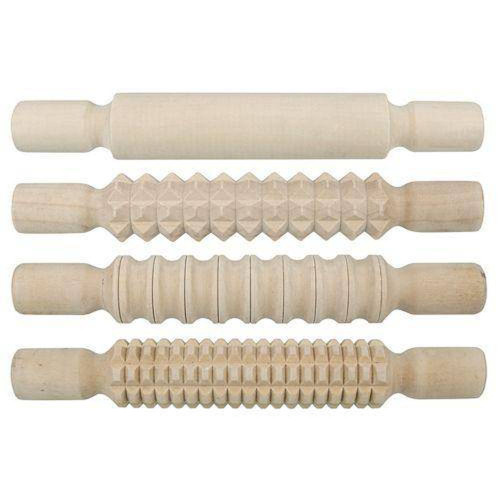 Pattern Rolling Pins Wooden Pack of 4