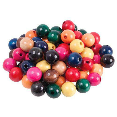 Beads Wooden Assorted Colours Pack of 100 - 25mm