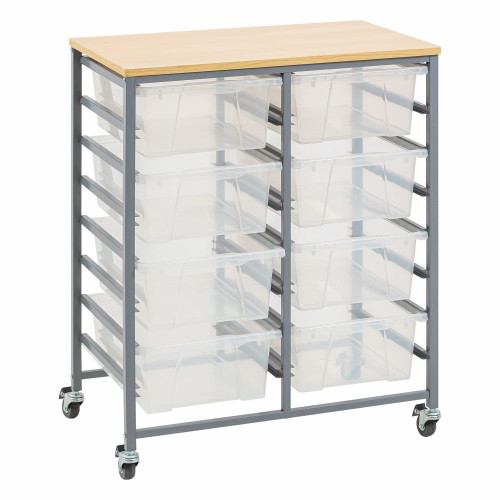Double Tote Tray Trolley Kits - Double Kit - Clear