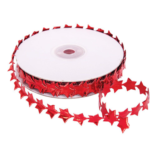 Metallic Star Trim Red 5m