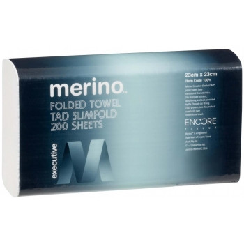 MERINO EXECUTIVE SLIMFOLD 23X23CM 200SH TAD FOLDED TOWEL Ctn16