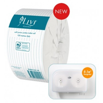 LIVI ESSENTIALS JNR JUMBO ROLL TOILET (EMBOSSED) 2ply 120m, Ctn16