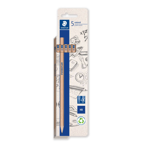 Staedtler 130 Natural Graphite Pencils - 2B, Card of 5