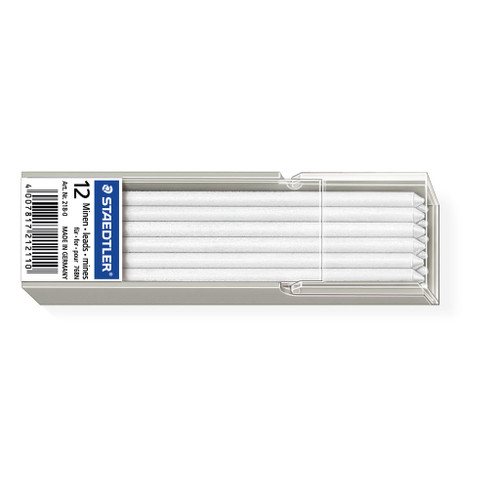 Staedtler 218 Lead Lumocolor Non-Permanent Refills ~3mm - White, Pack of 12