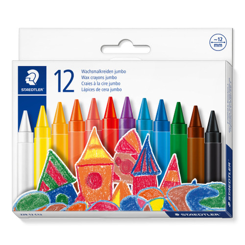 Staedtler 229 Noris Jumbo Wax Crayons - 12mm, Box of 12 Assorted Colours
